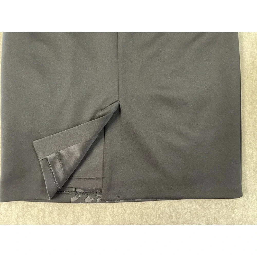 Calvin Klein Animal Print Black Pencil Skirt Sz 6 Lined Zipper Hook And Eye Midi